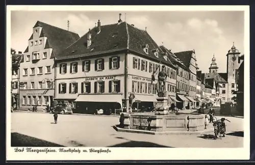 AK Bad Mergentheim, Marktplatz mit Burgstrasse mit Sambeth am Markt