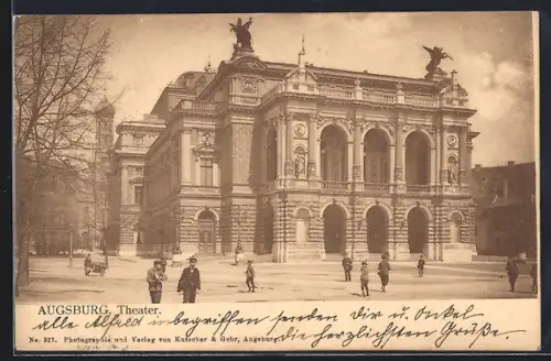 AK Augsburg, Strassenpartie am Theater