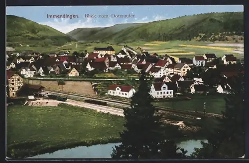 AK Immendingen, Blick vom Donau-Ufer auf den Bahnhof