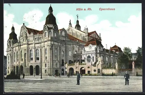 AK Köln-Neustadt, Menschen vor dem Neuen Theater