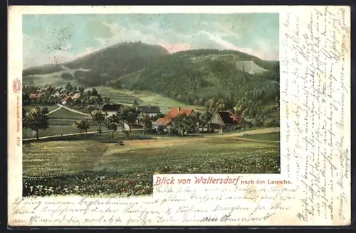 AK Waltersdorf i. Sa., Blick nach der Lausche mit Bergen