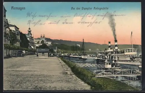 AK Remagen, An der Dampfer Anlegestelle