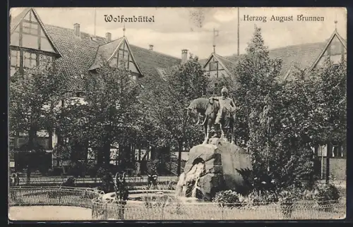 AK Wolfenbüttel, Partie am Herzog August Brunnen