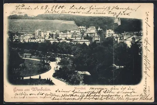 AK Wiesbaden, Ortsansicht mit Nerothal