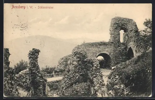 AK Arnsberg i. W., Blick auf die Schlossruine