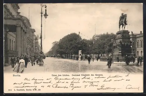 AK Berlin, Denkmal Friedrich des Grossen, Unter den Linden