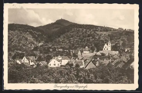 AK Zwingenberg a. d. Bergstrasse, Ortsansicht mit Hügellandschaft