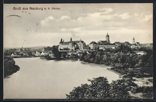AK Neuburg / Donau, Ortsansicht mit Schloss