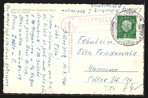 AK Greene bei Kreiensen, Burg mit Viadukt