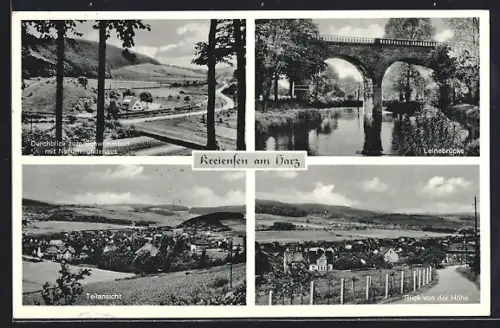 AK Kreiensen, Leinenbrücke, Teilansicht und Durchblick zum Schwimmbad mit Naturfreudenhaus