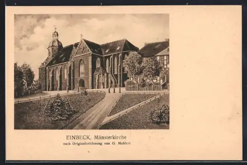 AK Einbeck, Münsterkirche, nach der Originalzeichnung G. Mahlert