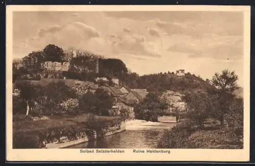 AK Salzderhelden, Ortsansicht mit Ruine Heldenburg