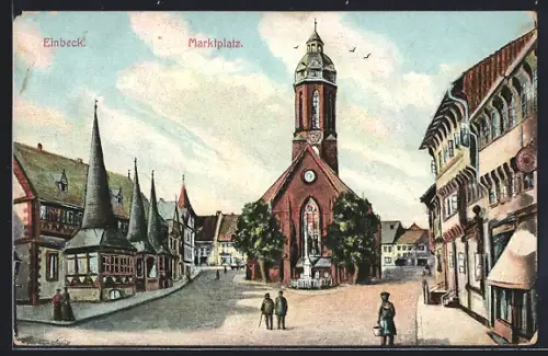 AK Einbeck, Strassenpartie am Marktplatz