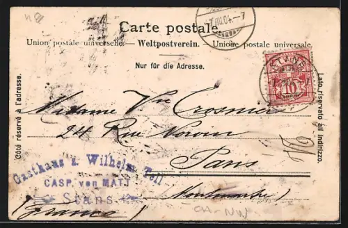 AK Stans, Teilansicht mit Kirche gegen die Rigi