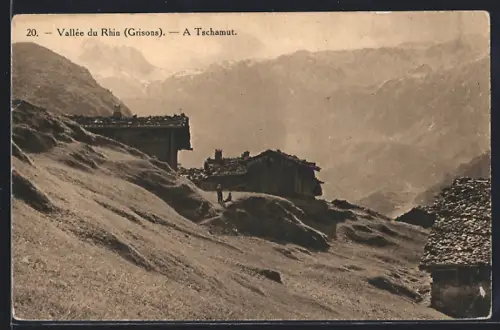 AK Tschamut /Grisons, Vallée du Rhin, Panorama