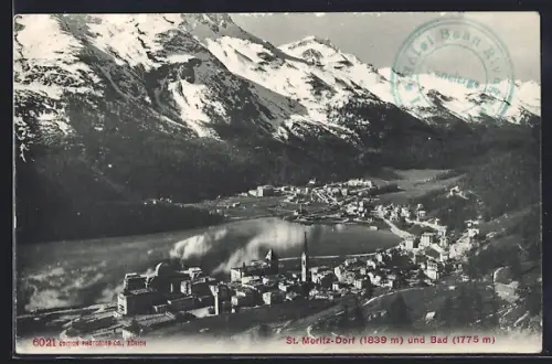 AK St. Moritz-Dorf, Teilansicht mit Bad
