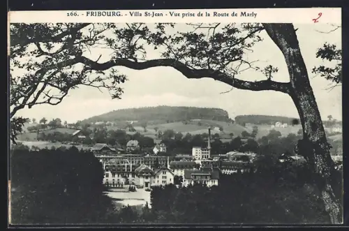 AK Fribourg, Villa St-Jean, Vue prise de la Route de Marly