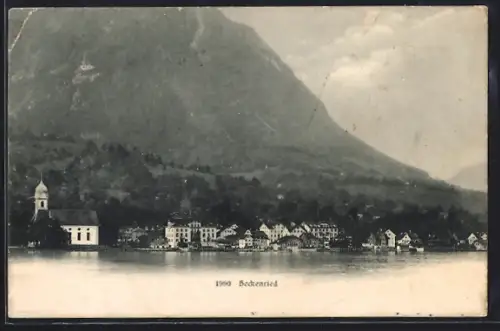 AK Beckenried, Uferpartie mit Kirche