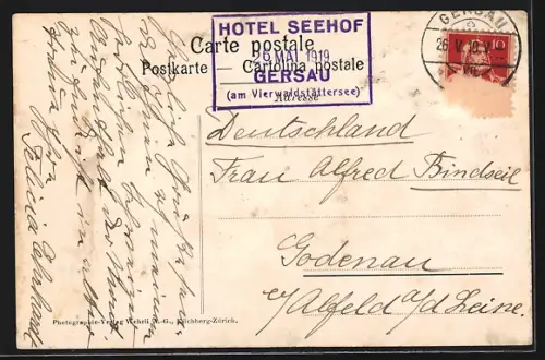 AK Beckenried, Uferpartie mit Kirche