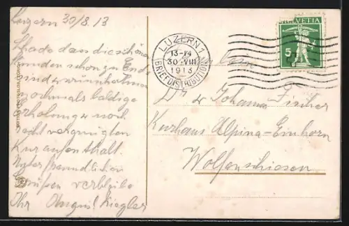 AK Luzern, Wasserturm mit Strassenpartie gegen den Gütsch