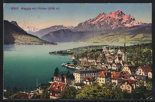 AK Weggis, Teilansicht mit Pilatus