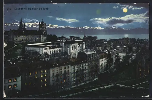 AK Lausanne, au clair de lune