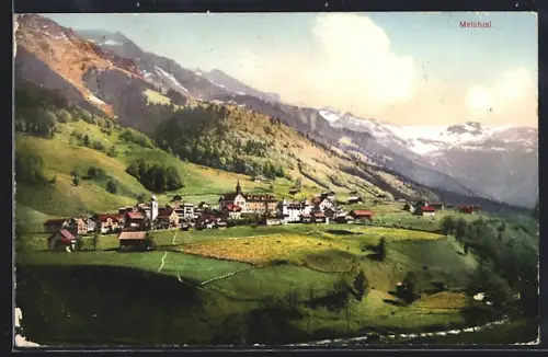 AK Melchtal, Panorama mit Bergen