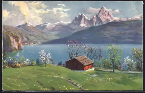 Künstler-AK Rütli, Die Schweiz, Rütliwiese