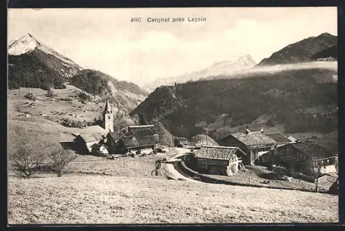 AK Cergnat /Leysin, Ortsansicht mit Gipfelpanorama