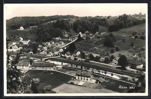 AK Rikon, Totalansicht mit Brücke aus der Vogelschau