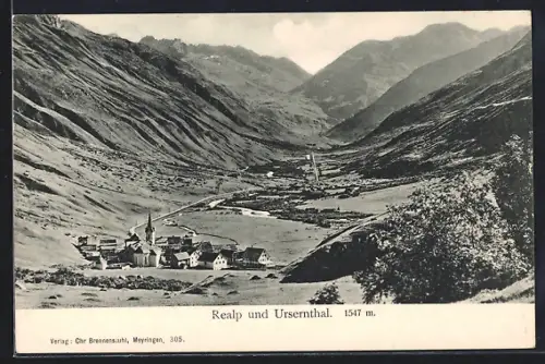 AK Realp, Realp und Ursernthal aus der Vogelschau