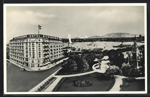 AK Geneve, Hotel Richemond et vue du Mont-Blanc