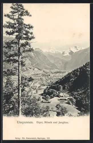 AK Unspunnen, Aussicht auf Eiger, Mönch und Jungfrau