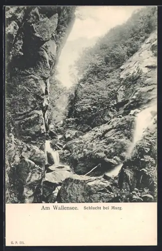 AK Murg am Wallensee, Schlucht mit Wasserfall