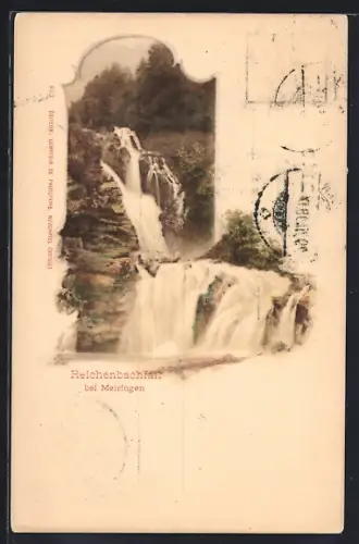 Lithographie Meiringen, Blick auf den Reichenbachfall