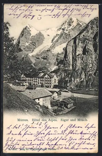 AK Mürren, Hôtel des Alpes, Eiger und Mönch