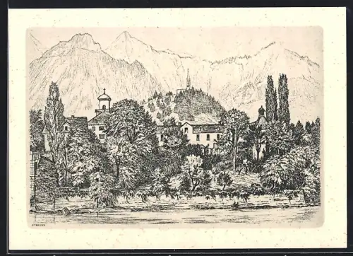 Künstler-AK Reichenau, Ansicht des Schlosses Reichenau