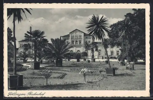 AK Göttingen, Bahnhof mit Grünanlagen