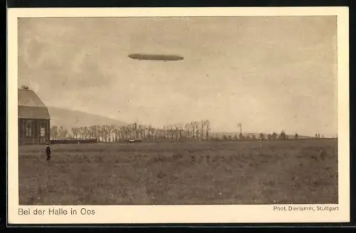 AK Baden-Baden, Halle in Oos mit Zeppelin