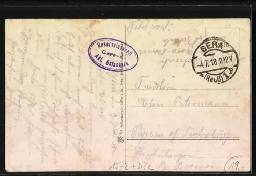 AK Gera-R., Zeppelin über den Dächern