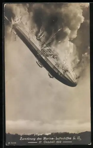 AK Zerstörung des Marine-Luftschiffes L II. am 17. Oktober 1913, Zeppelin