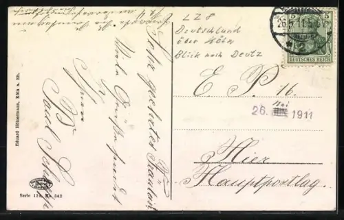 AK Köln a. Rh., Zeppelin über der Stadt