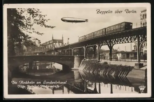 AK Berlin-Kreuzberg, Hochbahn am Landwehrkanal, Möckernbrücke, Bahnhof Möckernstrasse