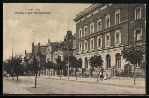 AK Insterburg, Wilhelmstrasse mit Reichsbank