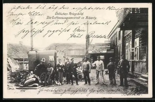 AK Kibarty, Männer vor der Entlausungsanstalt
