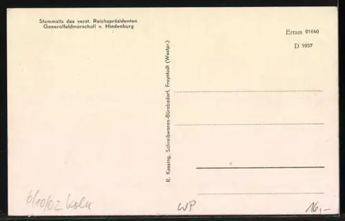 AK Neudeck, Schloss Neudeck, Stammsitz des verst. Reichspräsidenten Hindenburg