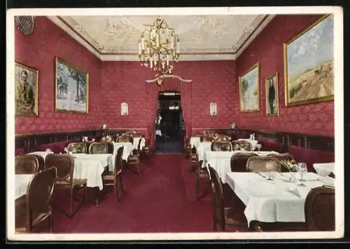 AK Königsberg /Pr., Hotel Berliner Hof am Steindamm, Roter Saal
