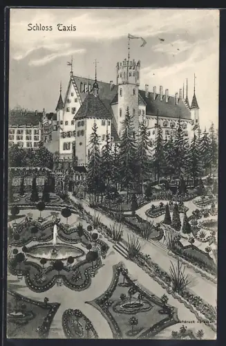 Künstler-AK sign. Hans Pernat: Dischingen, Schloss Taxis mit Gartenanlagen