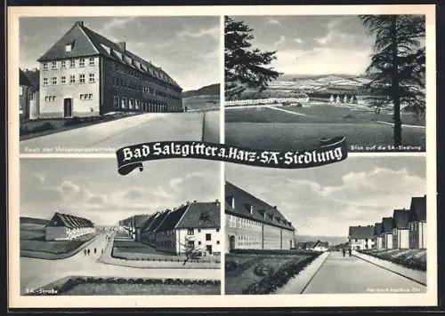 AK Bad Salzgitter a. Harz, SA-Siedlung mit SA-Strasse und Haus d. Versorgungsbetriebe