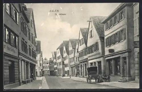AK Aalen, Schulstrasse mit Geschäft von Wilhelm Schweiker